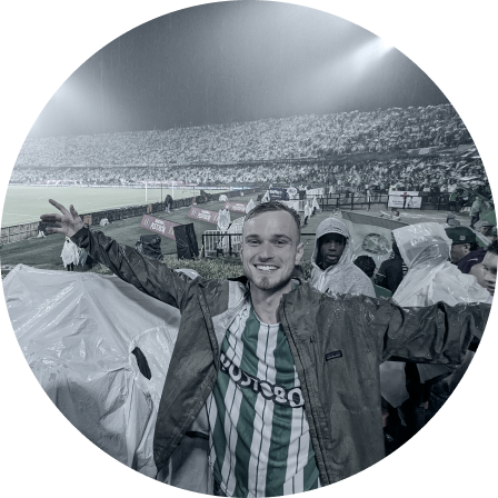Picture of author at football match in Medellín